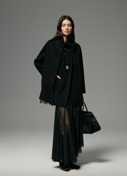 WOOL SCARF-SET CROPPED COAT