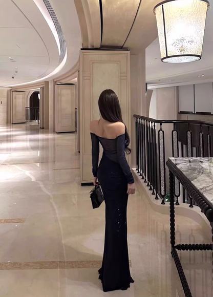 OFF-SHOULDER SEQUIN MERMAID DRESS