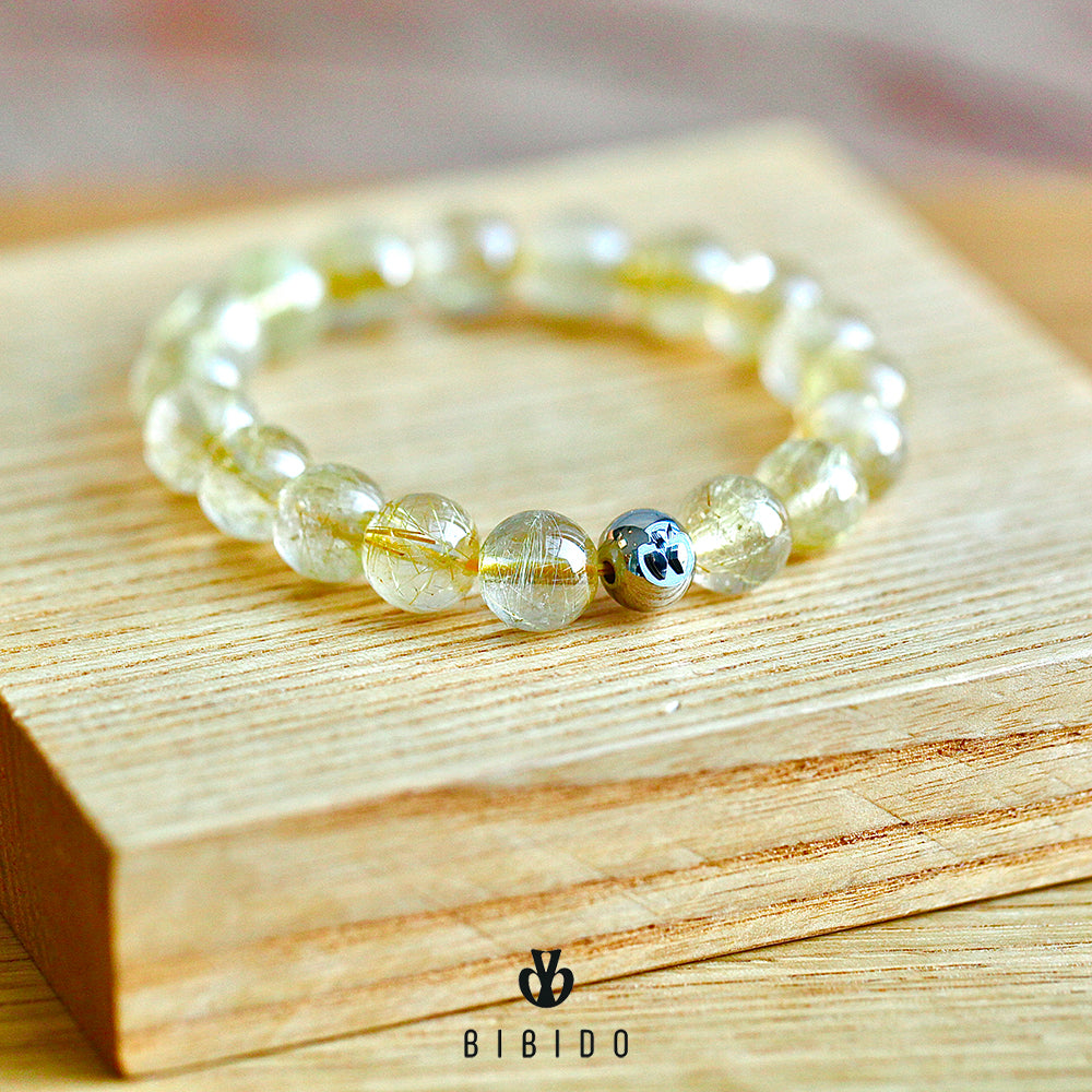 PREMIUM GOLD RUTILATED QUARTZ BRACELET 10mm