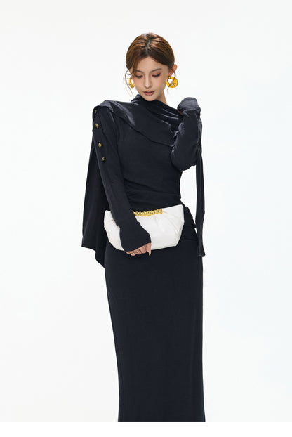 CHANEL STYLE KNIT TWO-PIECE DRESS