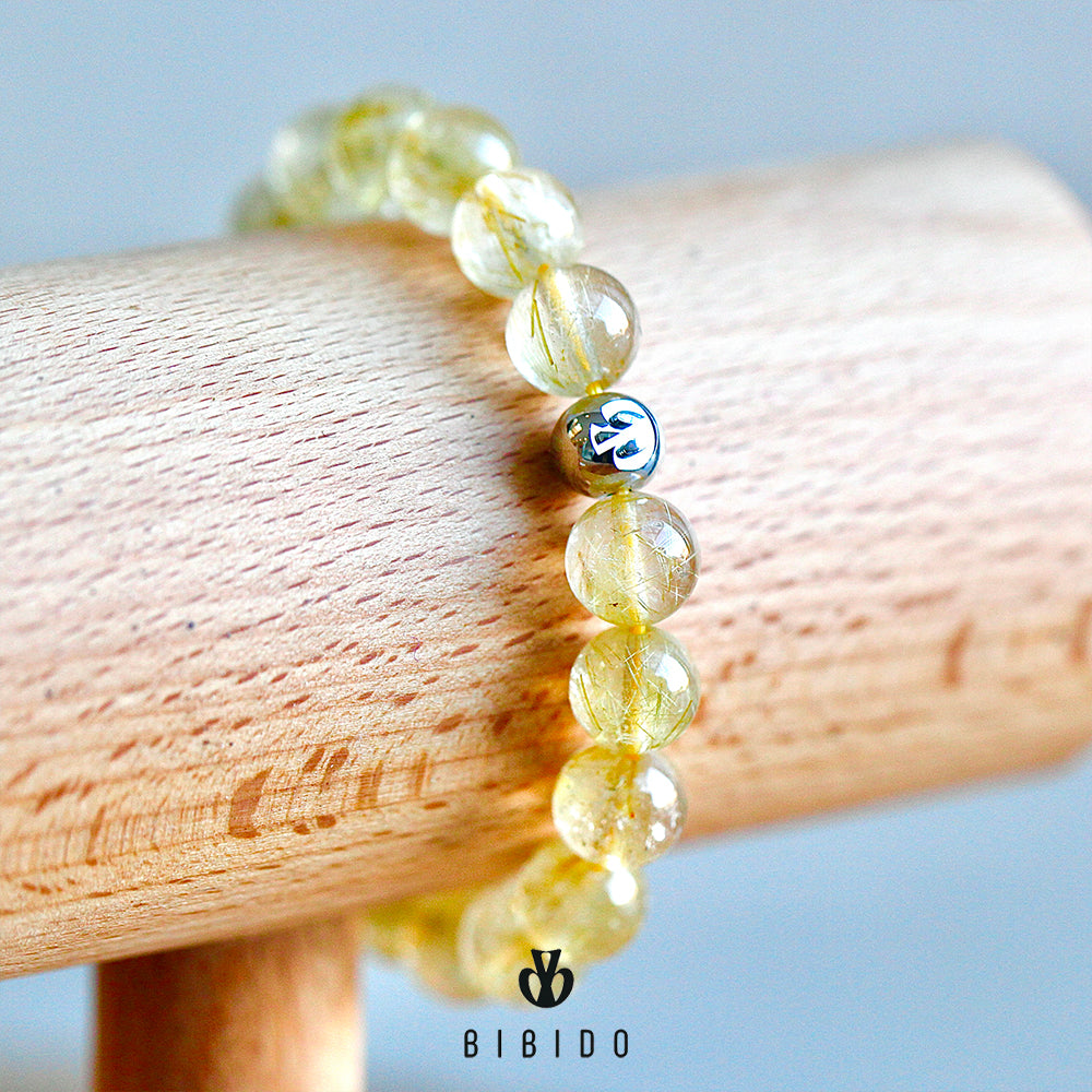 PREMIUM GOLD RUTILATED QUARTZ BRACELET 10mm