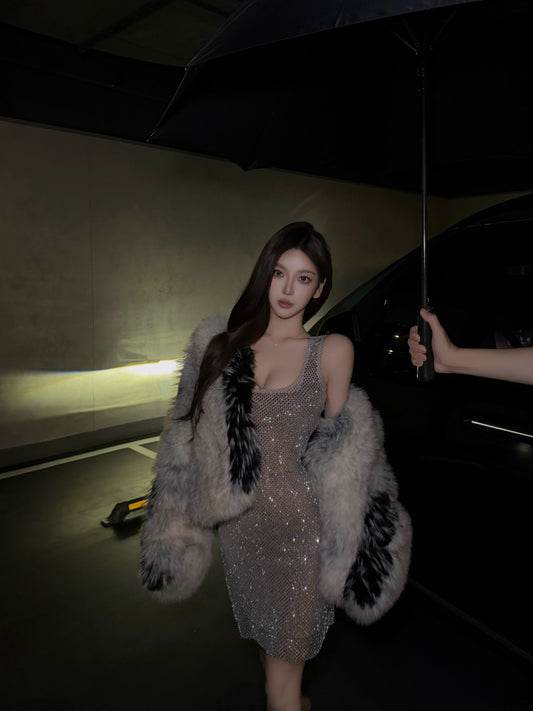 CRYSTAL BACKLESS EVENING DRESS