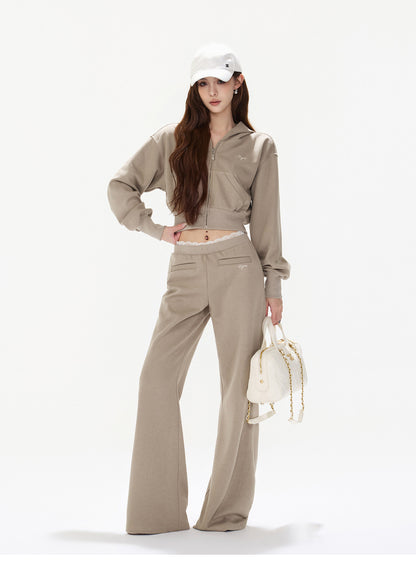 DUSTY SAND CROPPED HOODIE SET