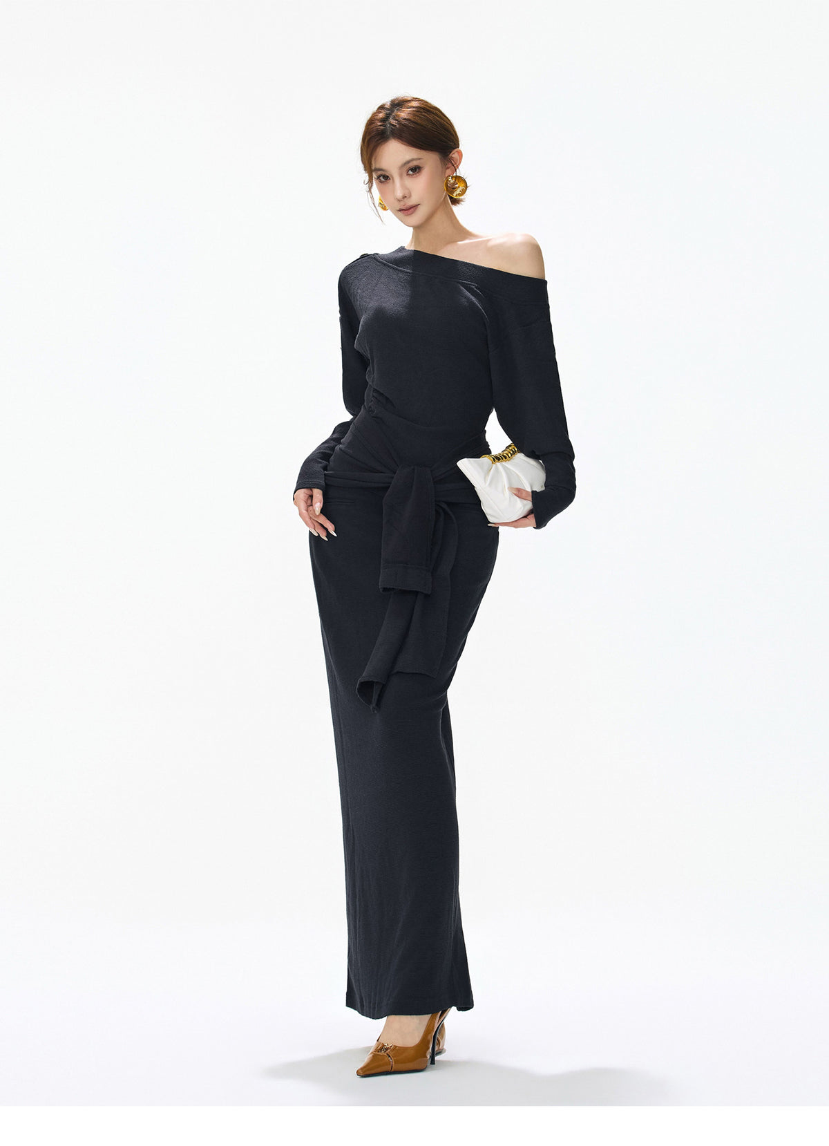 CHANEL STYLE KNIT TWO-PIECE DRESS