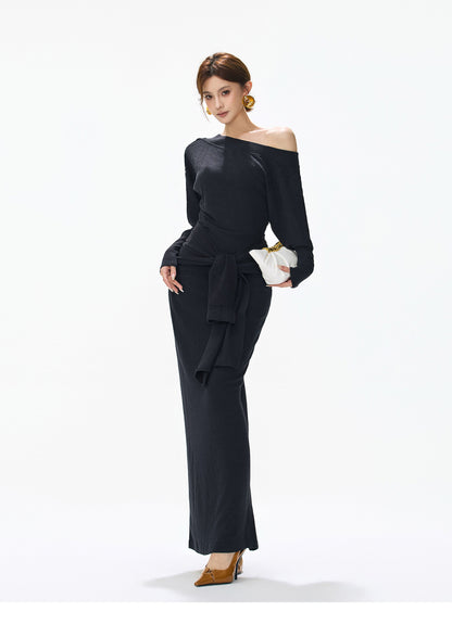 CHANEL STYLE KNIT TWO-PIECE DRESS
