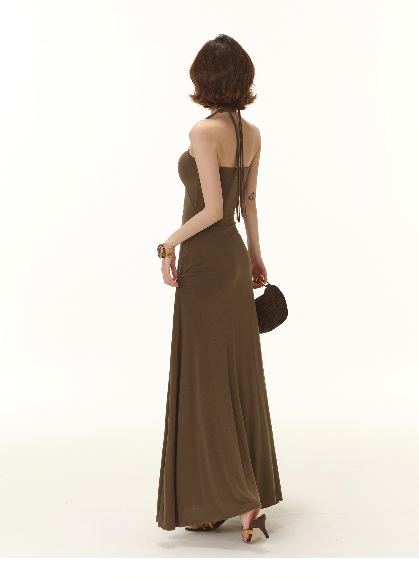 MODERN TUBE TOP HERRINGBONE WAIST DRESS