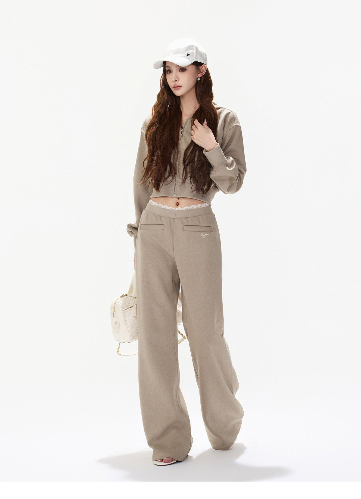 DUSTY SAND CROPPED HOODIE SET