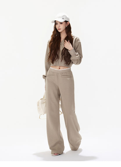 DUSTY SAND CROPPED HOODIE SET