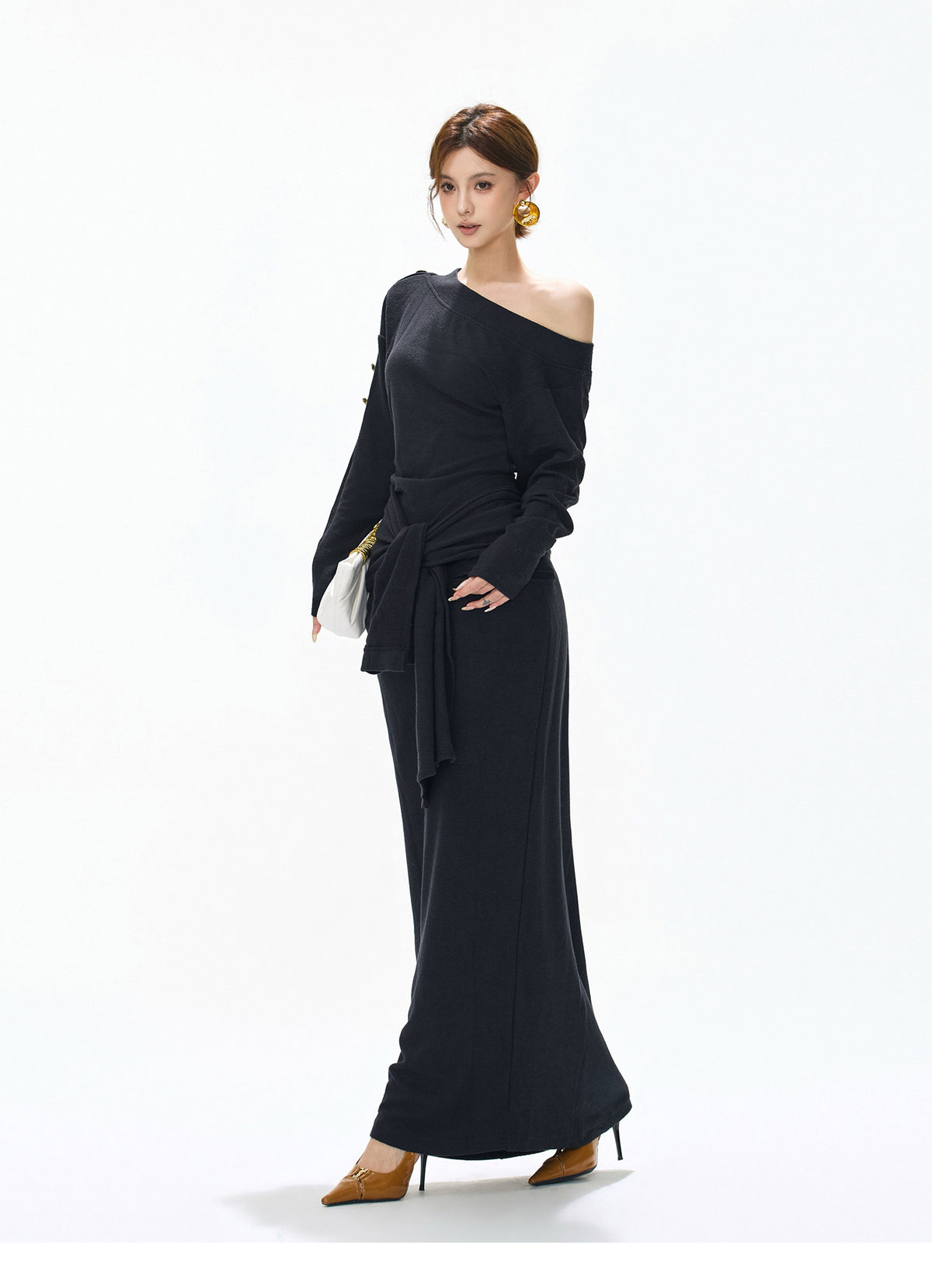 CHANEL STYLE KNIT TWO-PIECE DRESS