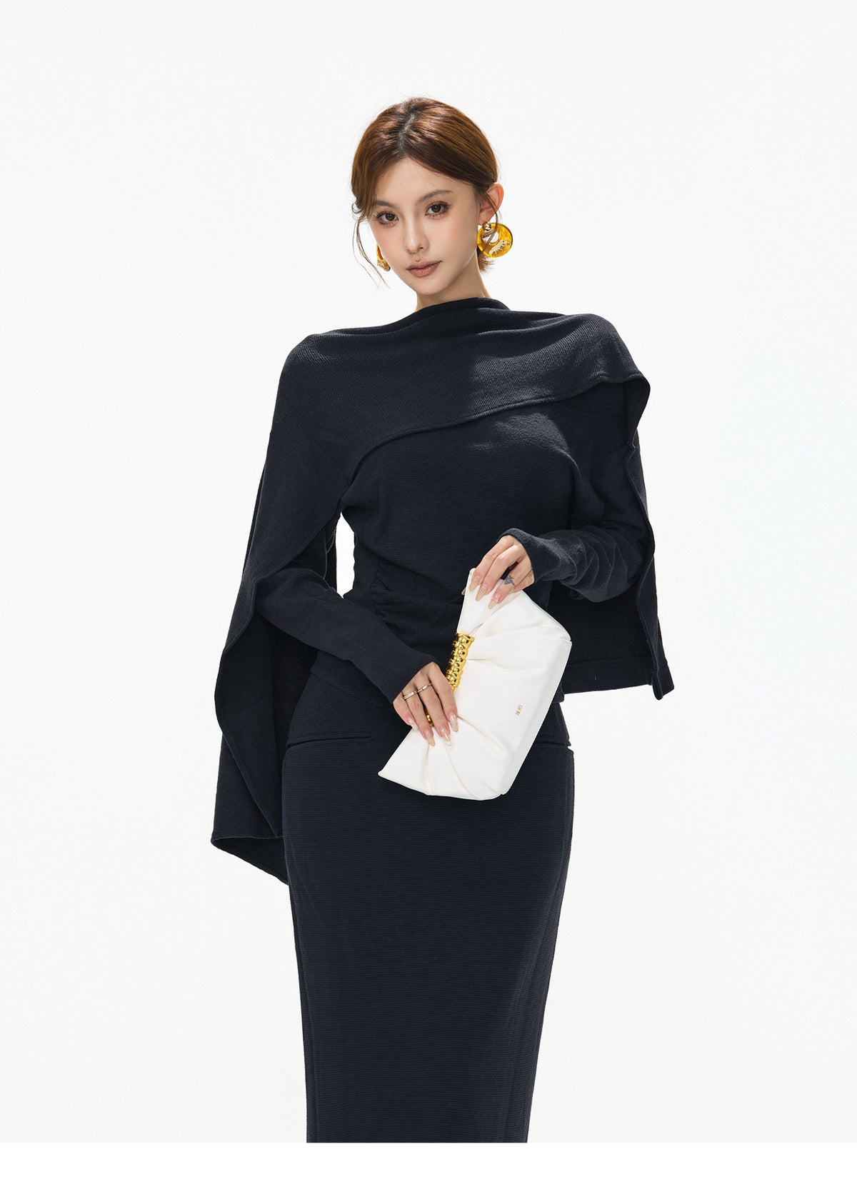 CHANEL STYLE KNIT TWO-PIECE DRESS