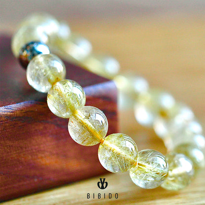 PREMIUM GOLD RUTILATED QUARTZ BRACELET 10mm