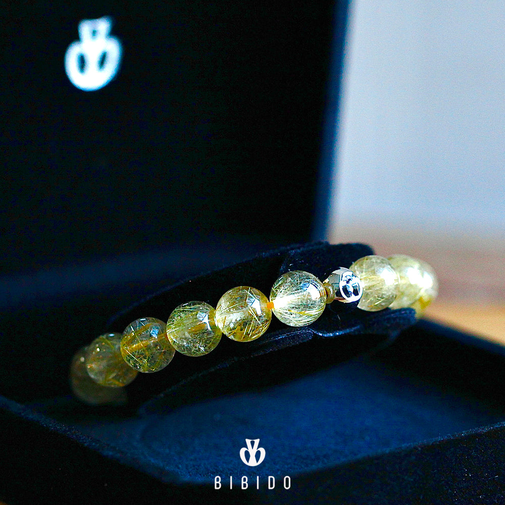 PREMIUM GOLD RUTILATED QUARTZ BRACELET 10mm