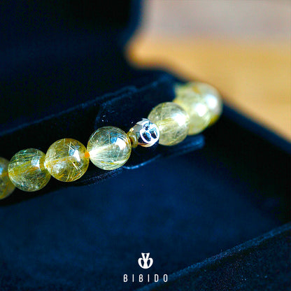 PREMIUM GOLD RUTILATED QUARTZ BRACELET 10mm