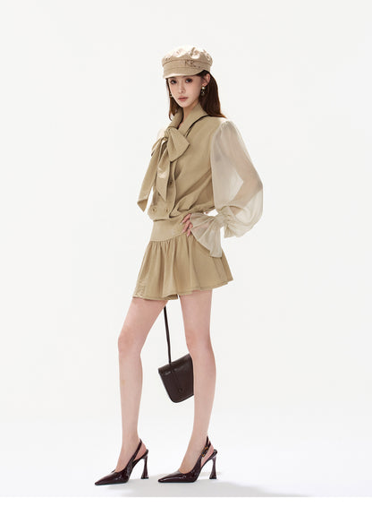 FRENCH BOW TRENCH MINI DRESS