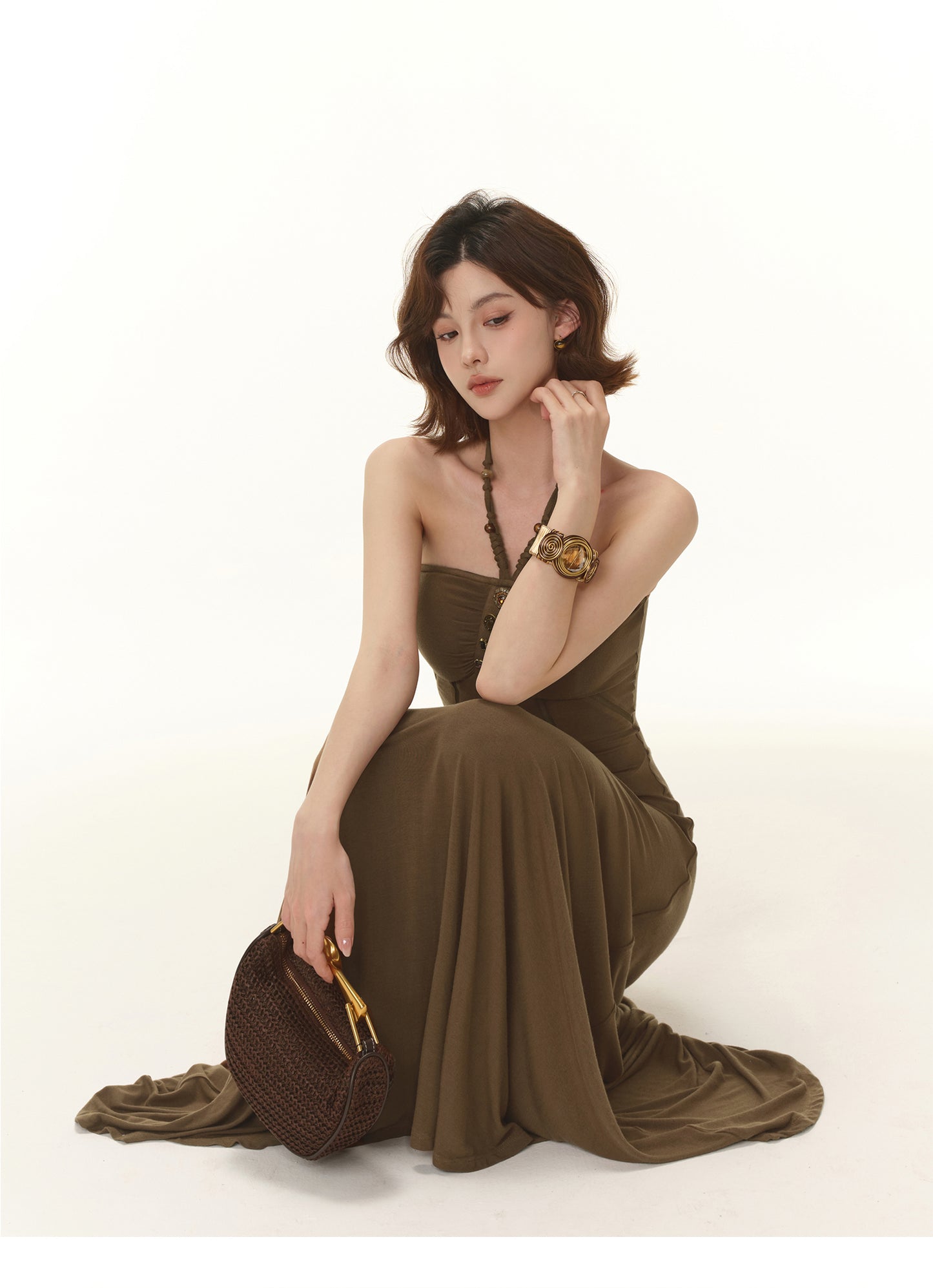 MODERN TUBE TOP HERRINGBONE WAIST DRESS
