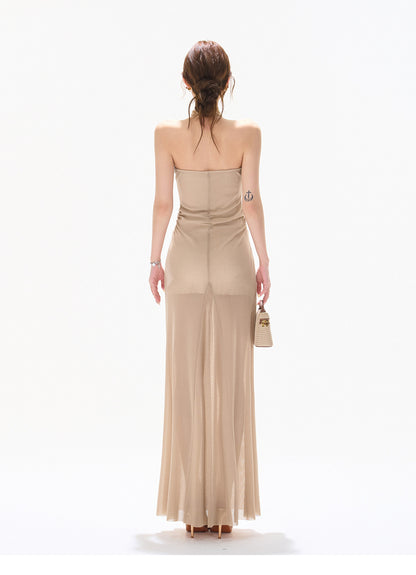 LUMINOUS BEADED HALTER GOWN