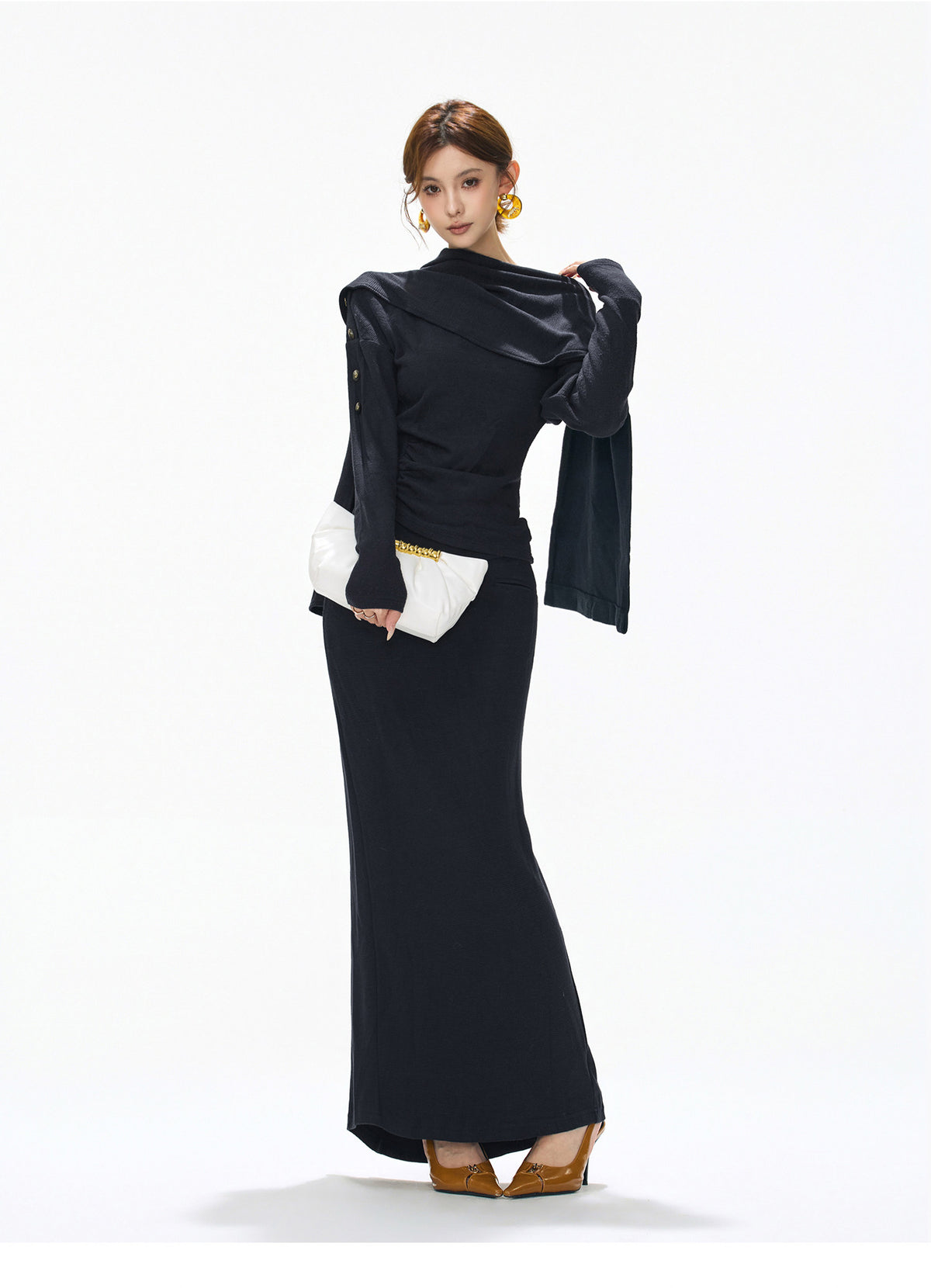 CHANEL STYLE KNIT TWO-PIECE DRESS