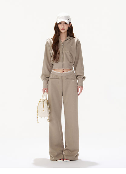 DUSTY SAND CROPPED HOODIE SET