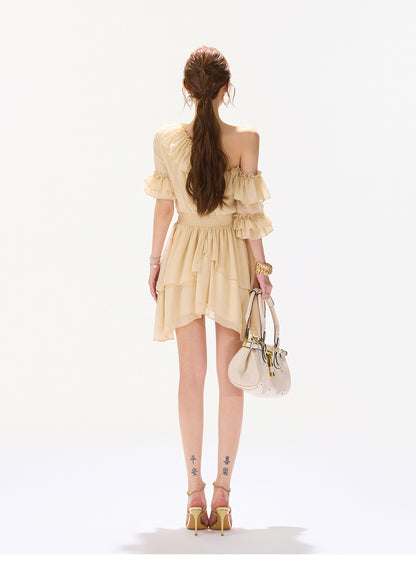 VINTAGE BEADED CHIFFON MINI DRESS