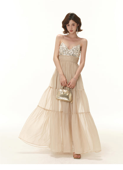 FRENCH LIGHT LUXURY SEQUINED BEADED DRESS