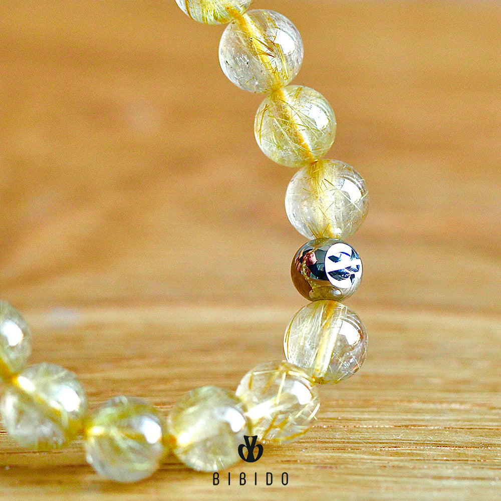 PREMIUM GOLD RUTILATED QUARTZ BRACELET 10mm