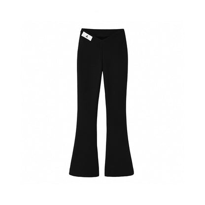 BLACK ASYMMETRIC STRETCH TOP & FLARED PANTS