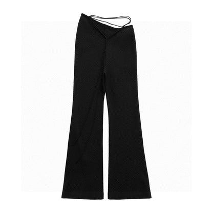 SLIT ELASTIC FLARED PANTS