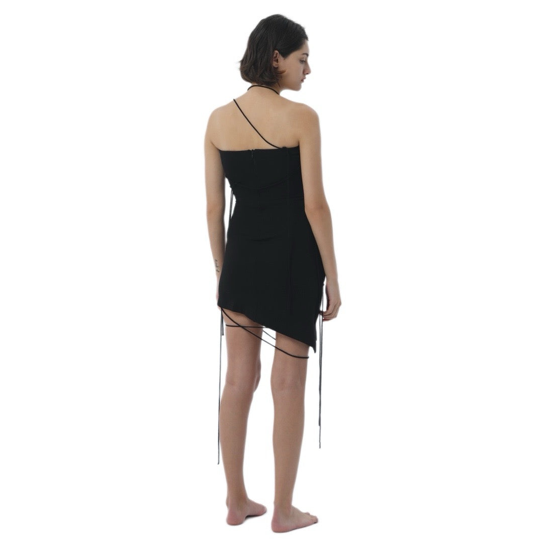 BLACK ELASTICITY DRESS WITH STRAPS