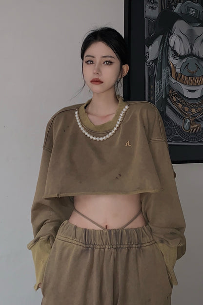 PEARL CROPPED SWEAT SET UP