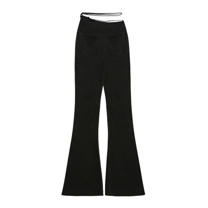 BLACK ELASTICITY FLARE PANTS