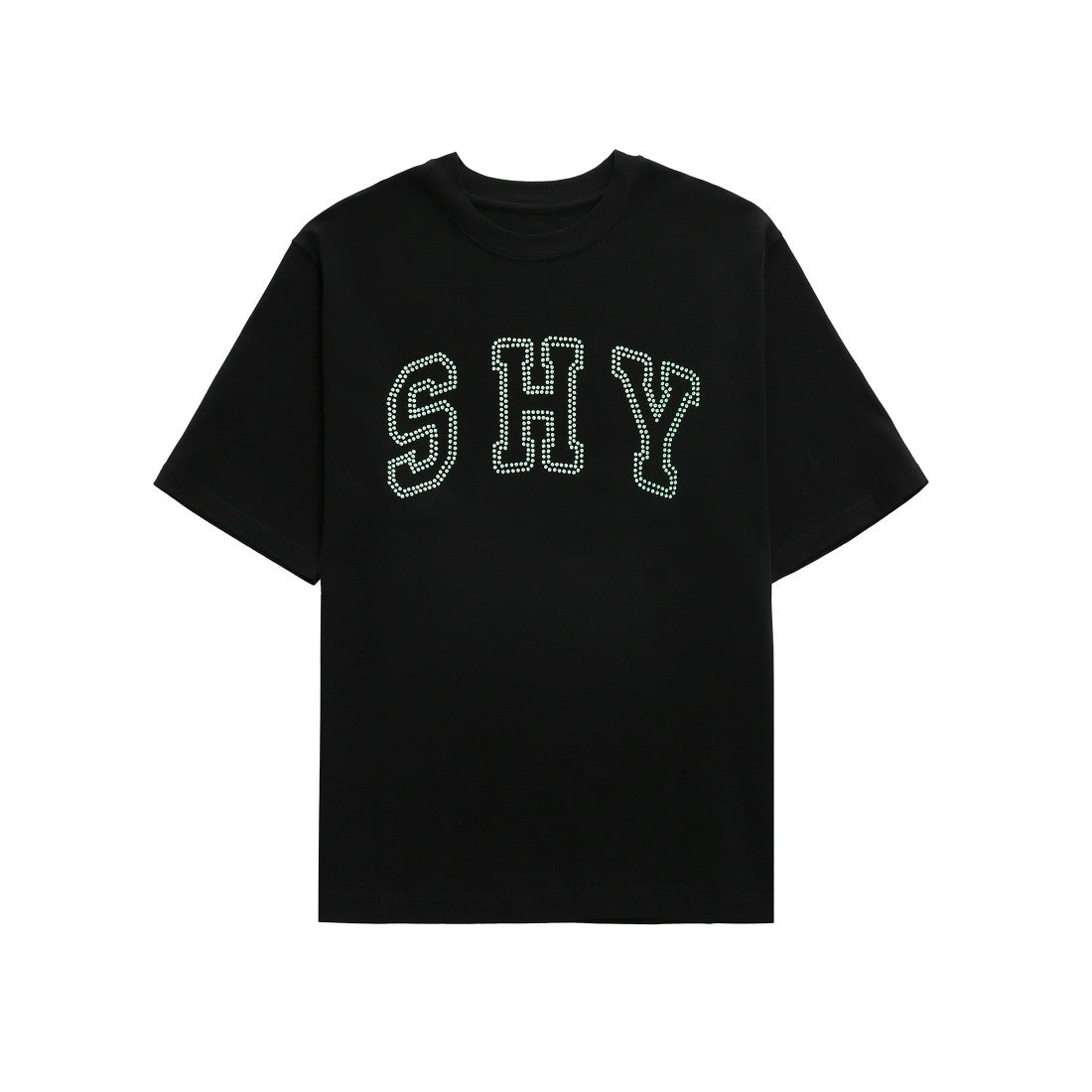 RHINESTONE SHY TEE BLACK/WHITE