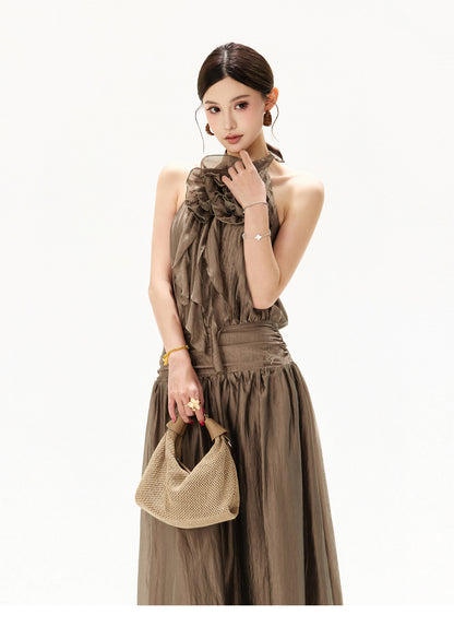 【日本在庫 】FLORAL HALTER CHIFFON MUSE DRESS