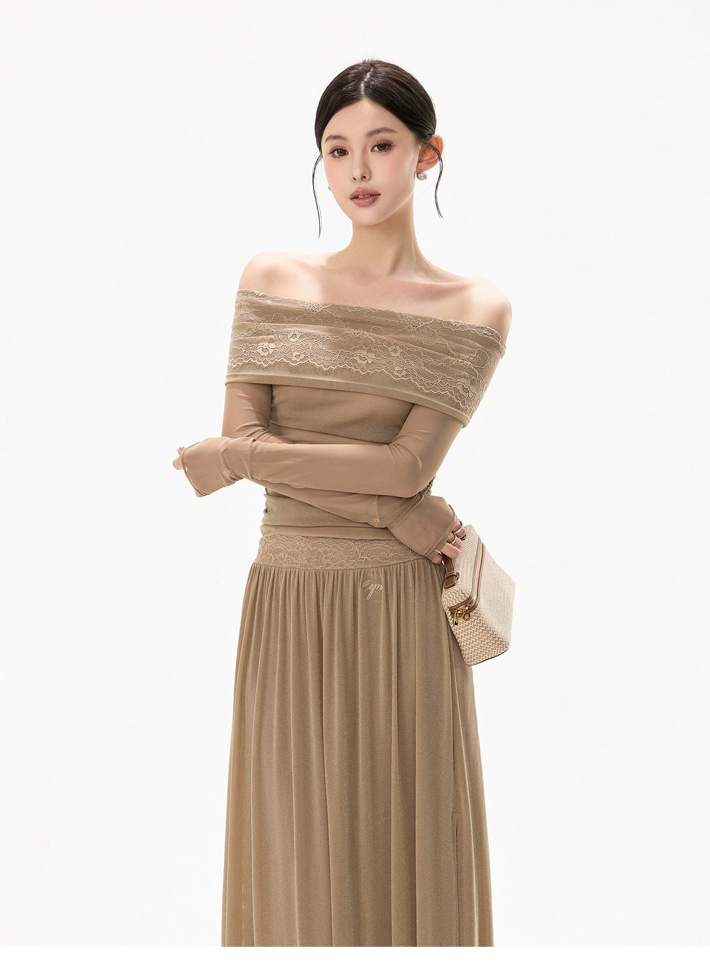 MIST LACE OFF SHOULDER DRESS