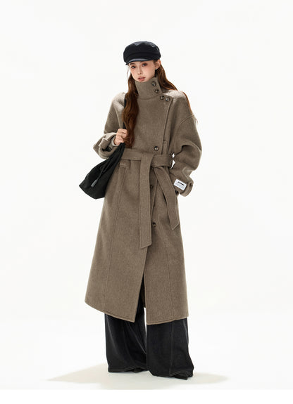 VINTAGE MODERN BELTED WOOL LONG COAT