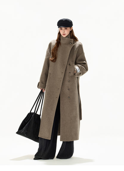 VINTAGE MODERN BELTED WOOL LONG COAT