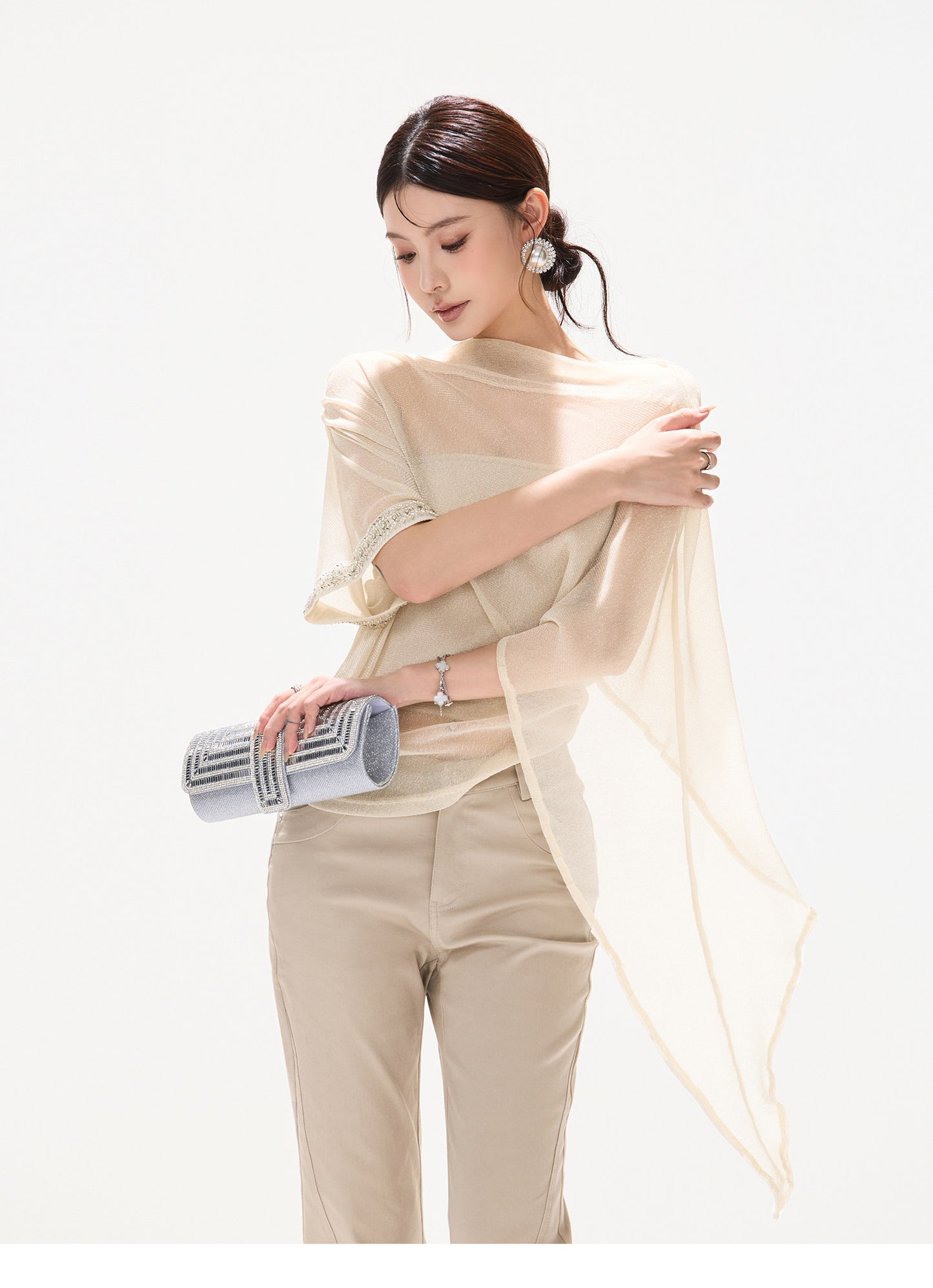 BEADED DRAPE TOP FLARE SET