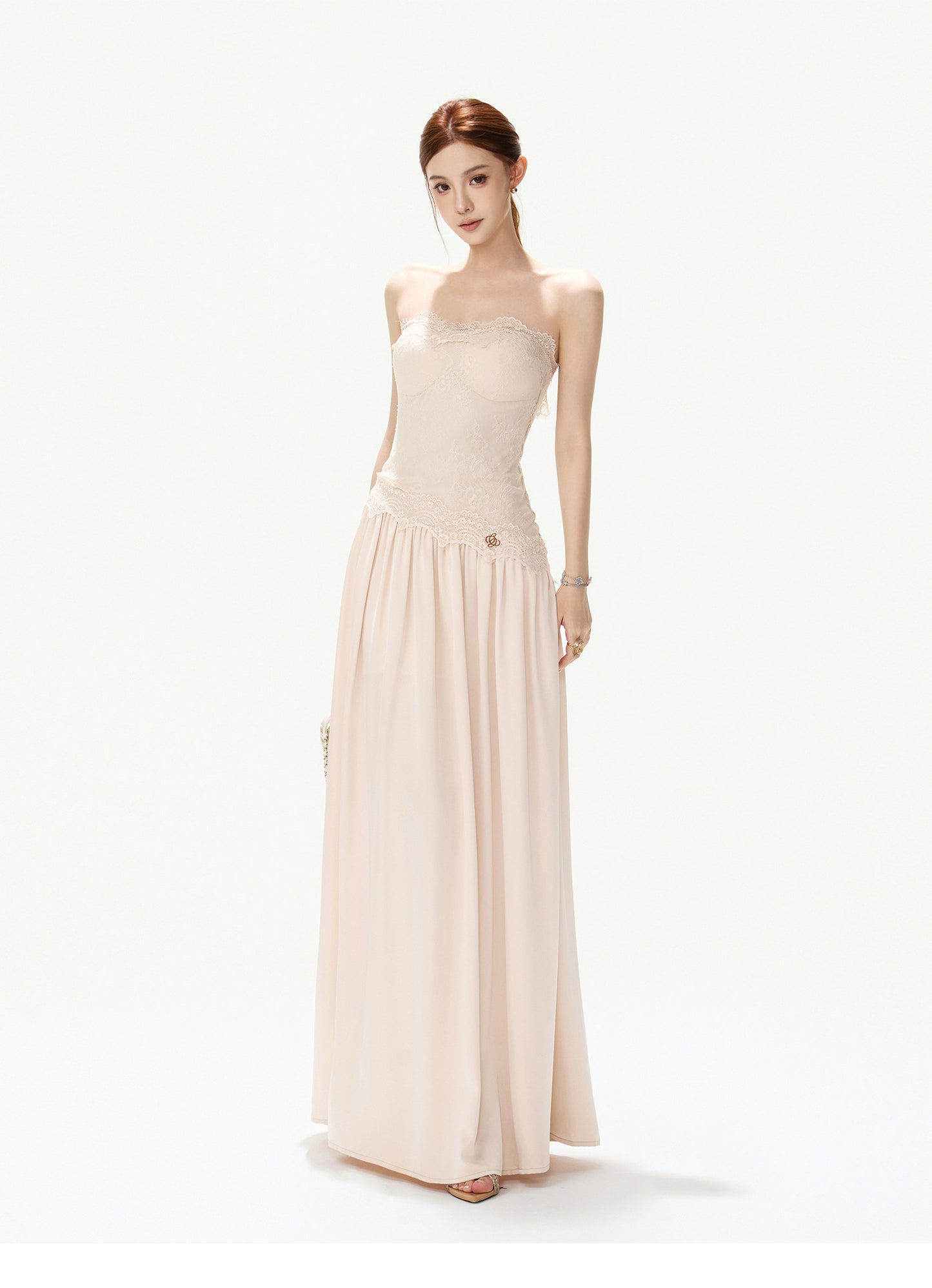 LACE SATIN MAXI DRESS