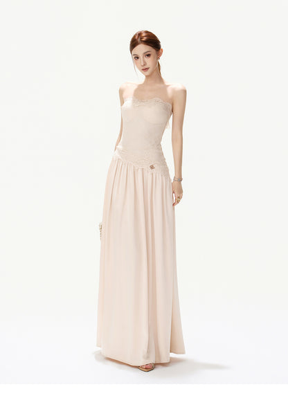 LACE SATIN MAXI DRESS