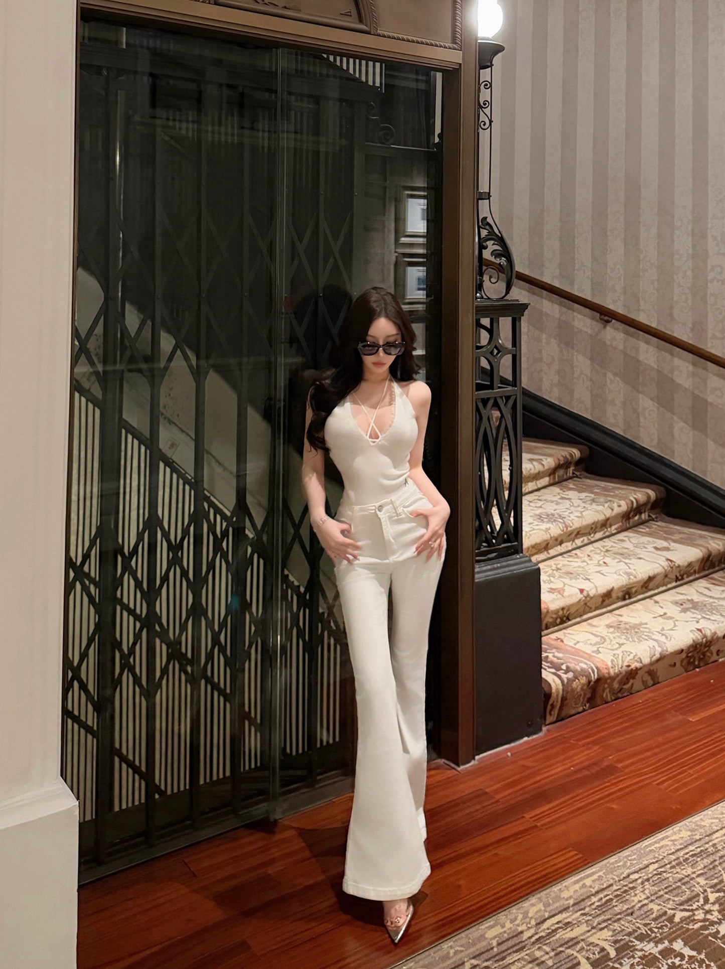 ATELIER LACE CROSS KNIT CAMISOLE