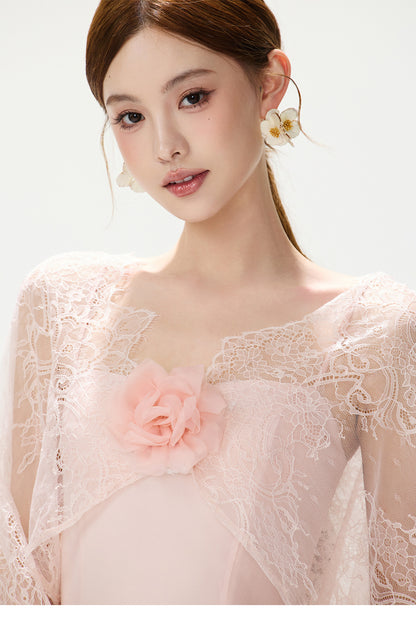 BLUSH FLORAL LACE DRESS