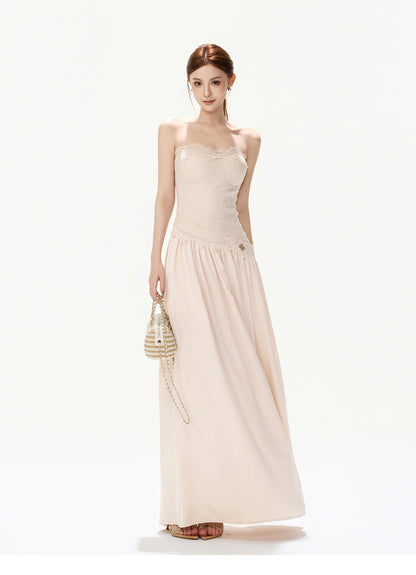 LACE SATIN MAXI DRESS
