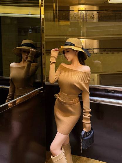 ELEGANT OF KNIT TWO-PIECE SET