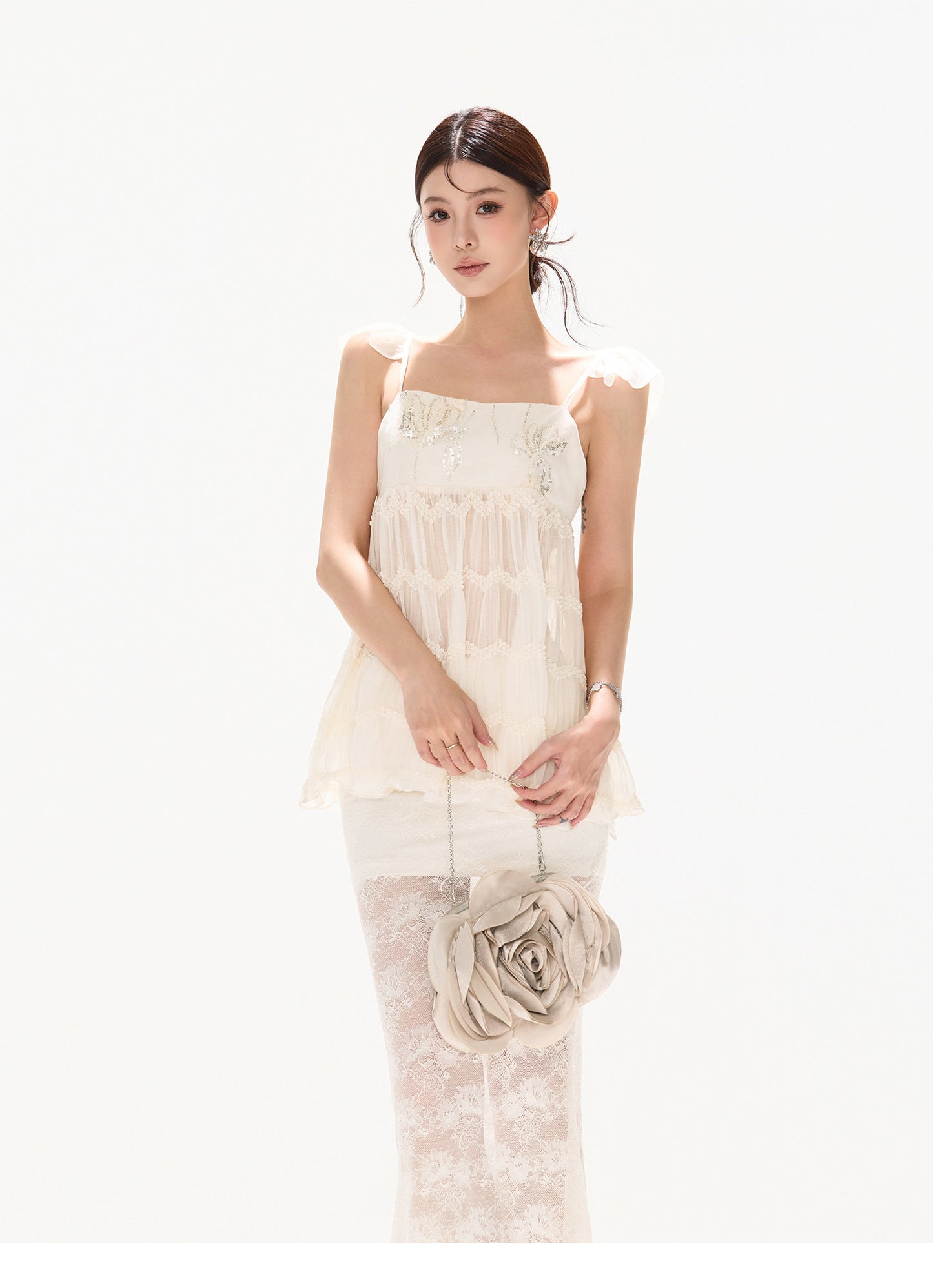 SEQUIN MESH SKIRT SET