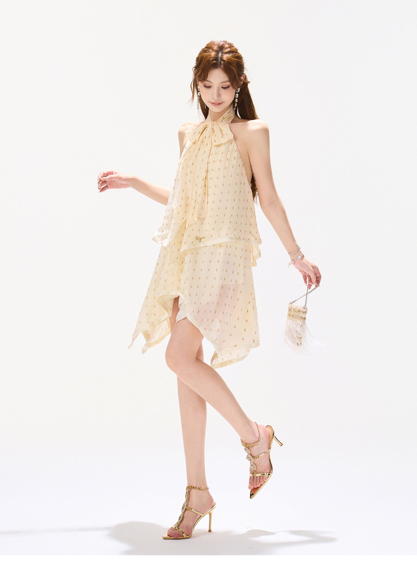 GOLDEN RIBBON MUSE DRESS