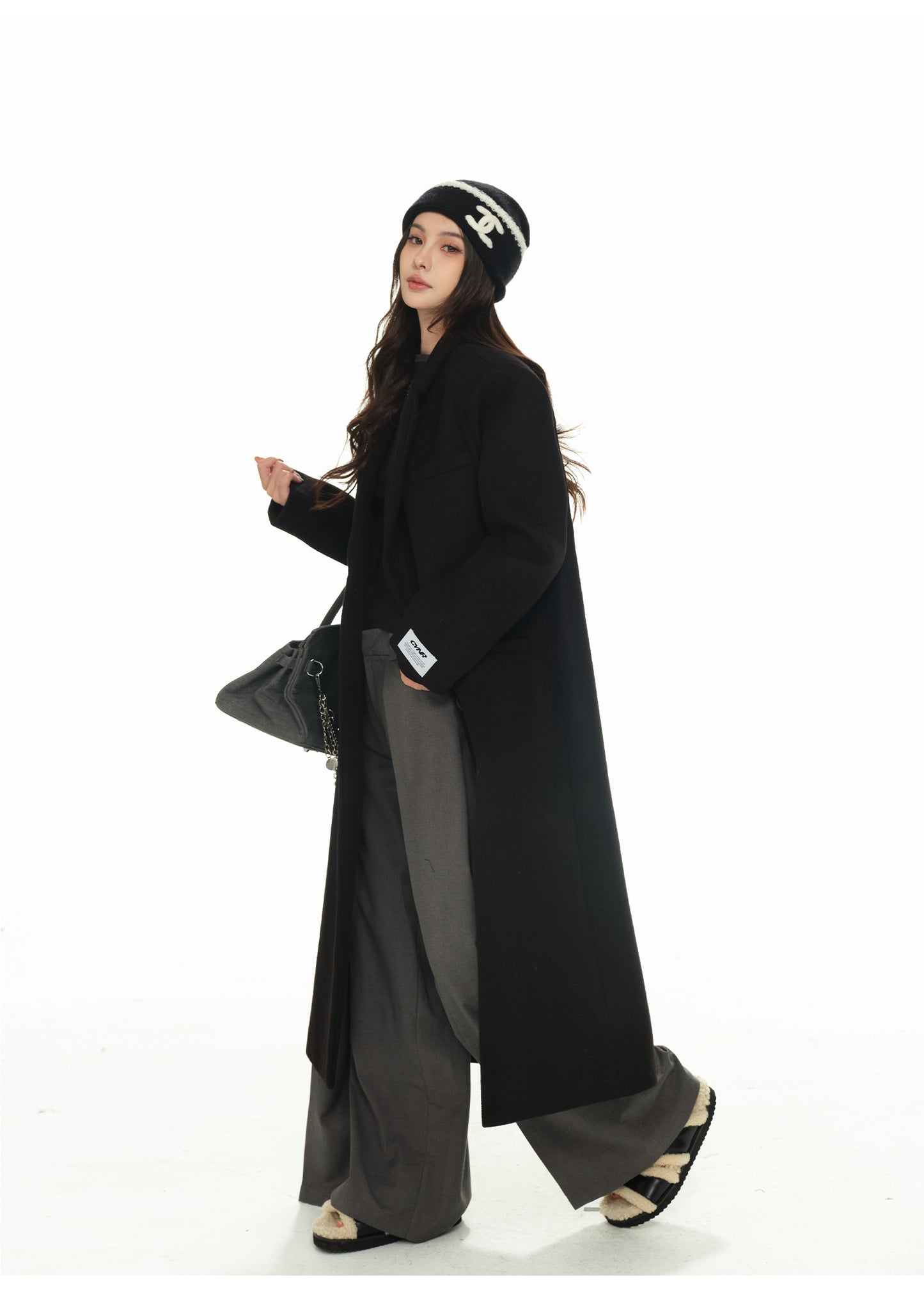 RHINESTONE WOOL OVERSIZED COAT