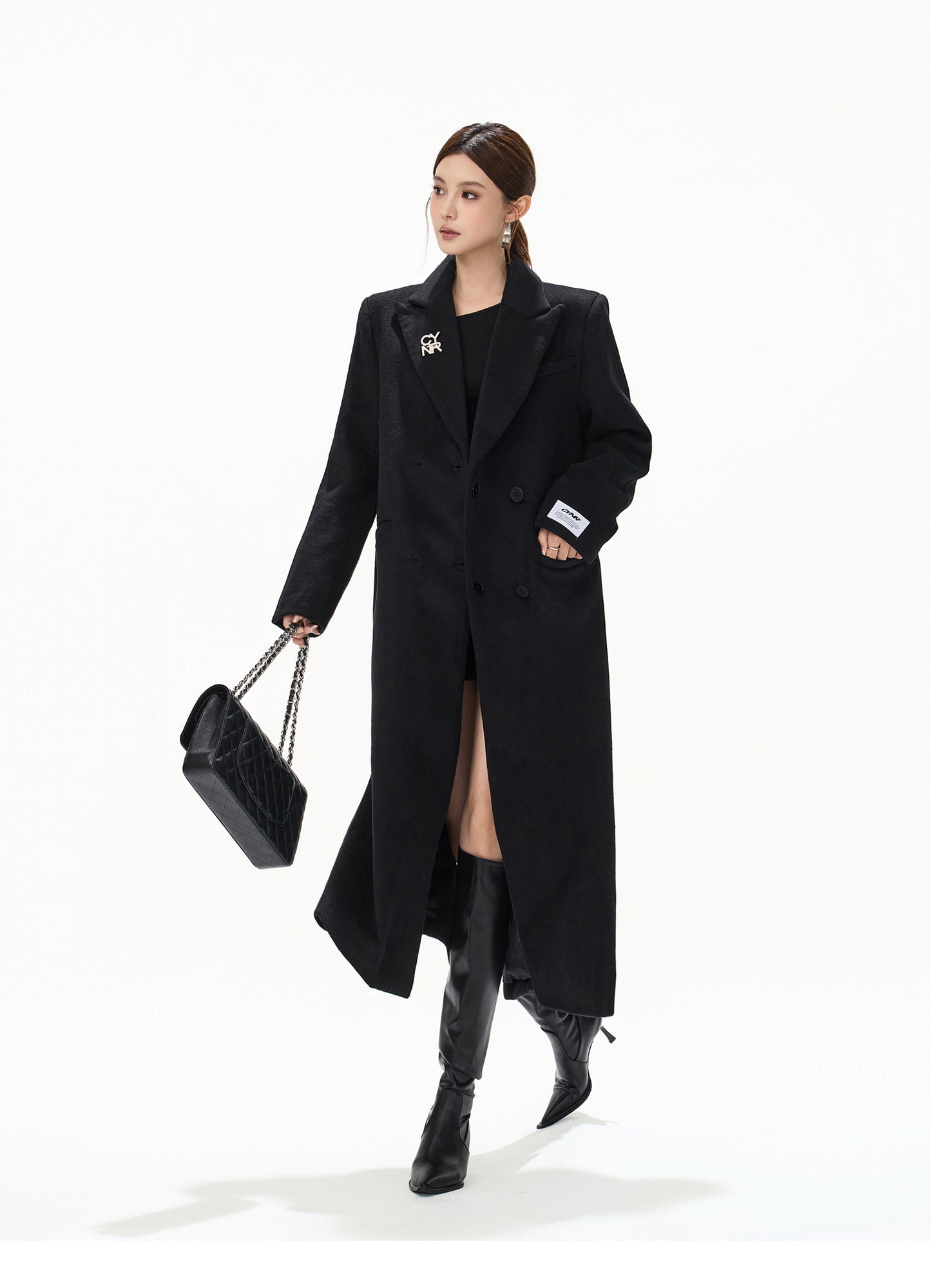 RHINESTONE WOOL OVERSIZED COAT