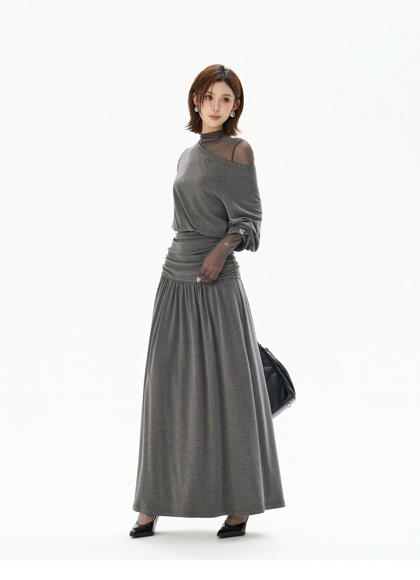 2-WAY OFF SHOULDER KNIT DRESS