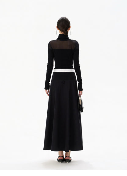 SHEER KNIT & BELTED SKIRT SET