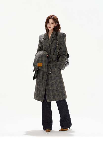 BRITISH-STYLE DETACHABLE-SCARF WOOL OVERCOAT