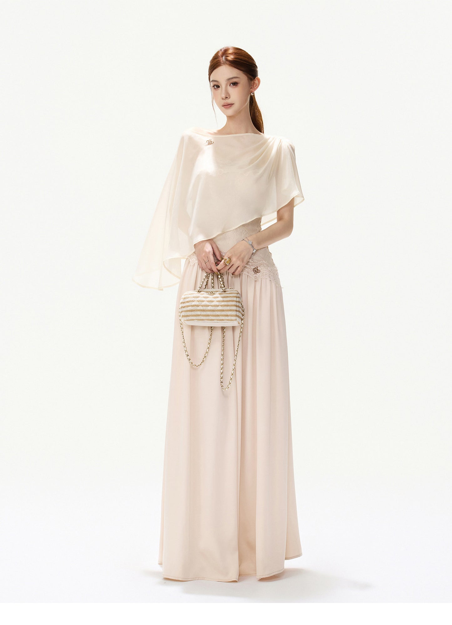 LACE SATIN MAXI DRESS